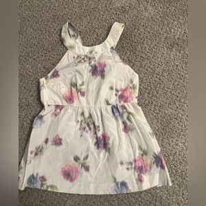 Theory white watercolor floral halter top silk lined Sz. Small
